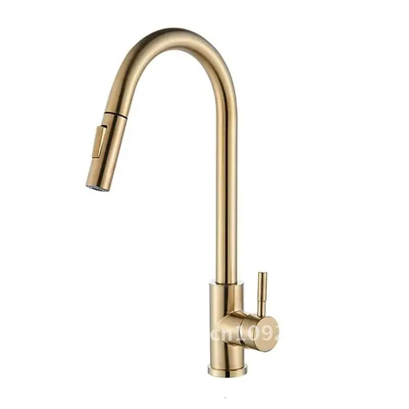 Black Kitchen Faucet Handle Function Single Two Pull Hot Water Deck Cold Mixer and Taps Mounted Out