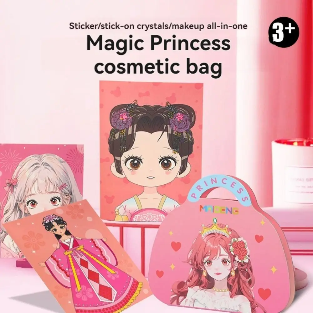 جديد 3 في 1 DIY مجموعة ماكياج الأميرة الماس الهدايا ورقة الفن الحرفية أطقم ملصق الأميرة اللباس كتاب #1