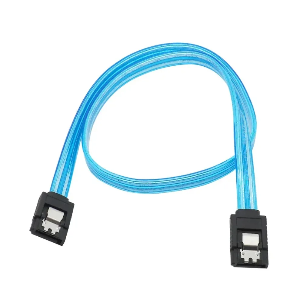 SATA 3.0 III Data Cable 0.5m 6Gbps High Speed Dual Channel Straight/Right Angle to Straight HDD SSD Hard Disk Cord Clear Blue