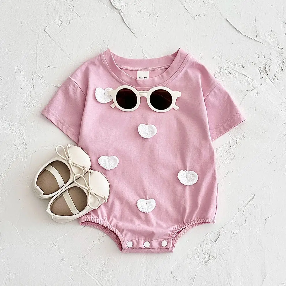 Ins Newborn Baby Girls Summer Rompers Boys Short Sleeved Triangle Jumpsuit Cute Clouds Toddler Bodysuit 0-18 Months