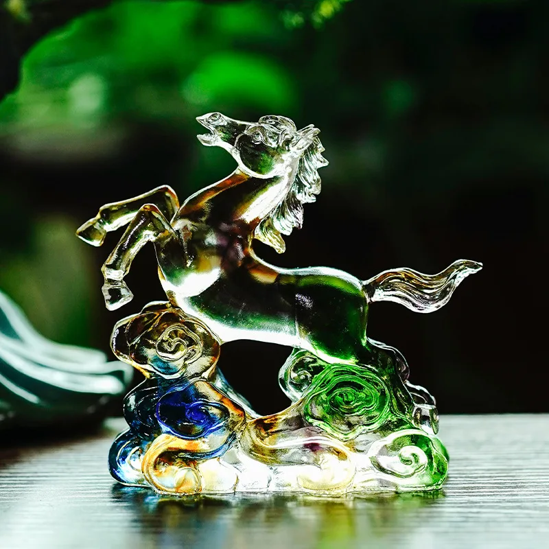 Glass Success Home Living Room Desktop Ornament Office Decoration Chinese Style Zodiac Horse Housewarming Opening Gift