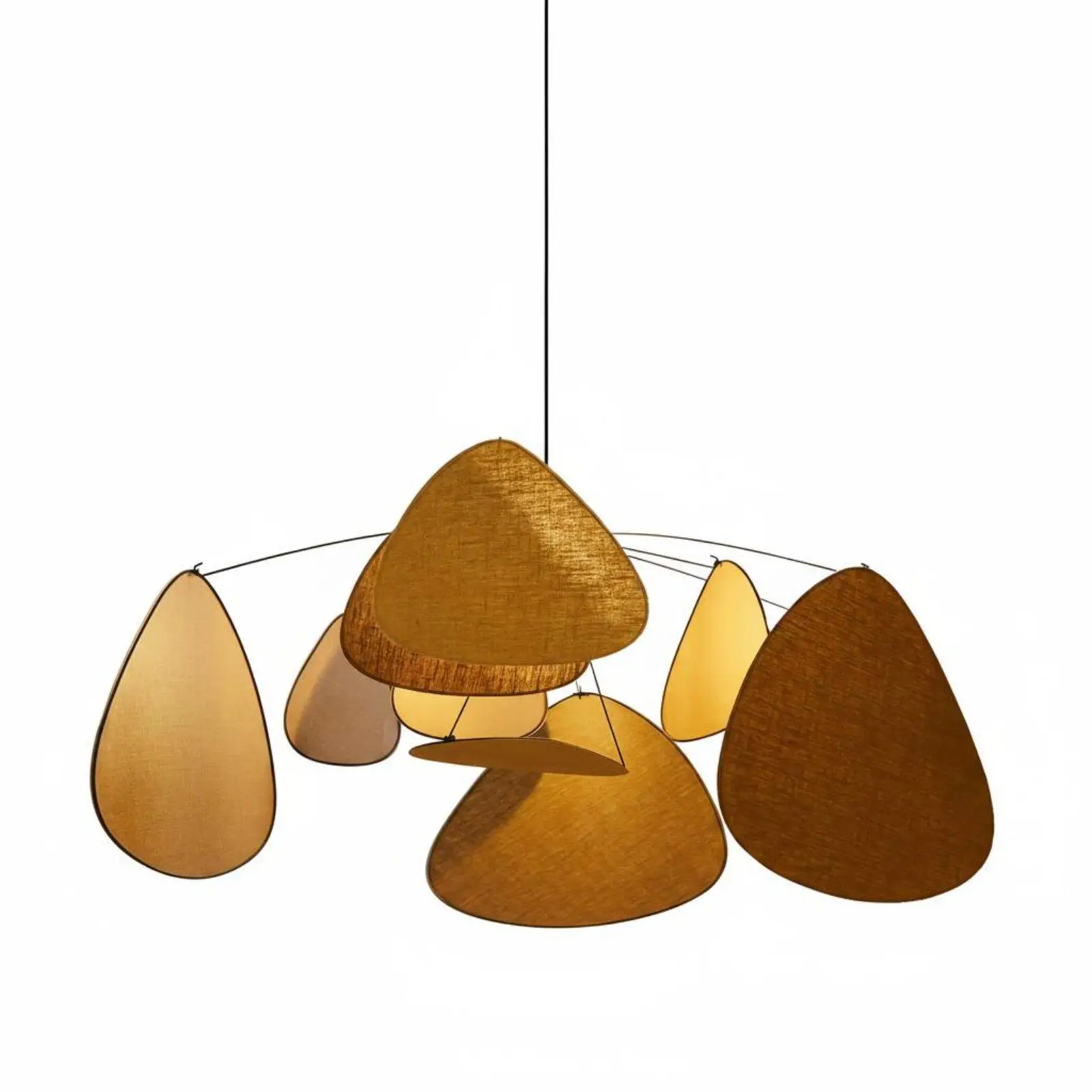 Wabi Sabi Ceiling Pendant Lamp Round Fabric Lamp Shade Metal Frame for Dining Table Cozy Home Lighting