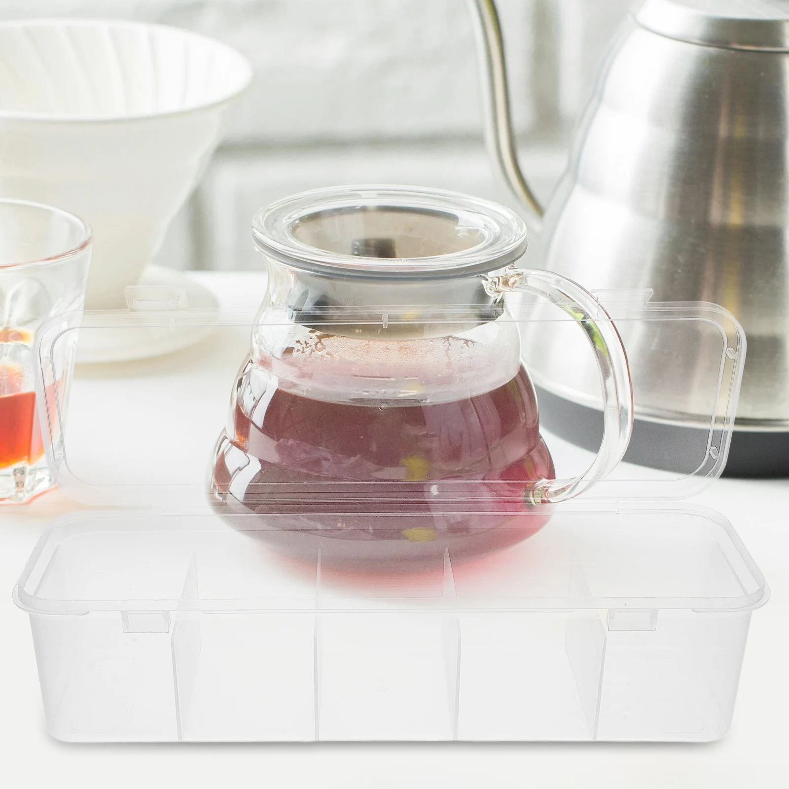 

Large Capacity Tea Bag Holder with Lid Kitchen Office Coffee Station Organizer Sugar Packet Stand Tea Bag Storage Box Pantry
