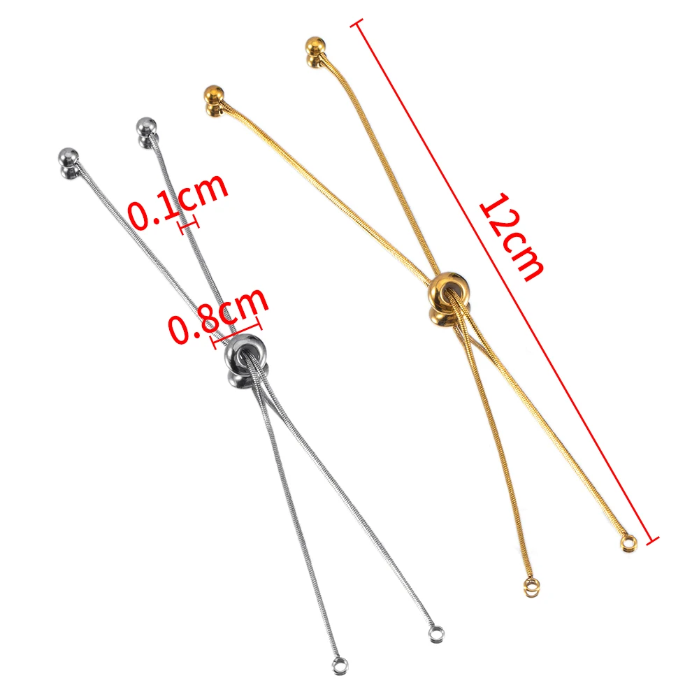 5pcs 3pcs Stainless Steel Adjustable Slider Bracelet Snake Chains for Jewelry Making DIY Metal Loops Connector Pendants Findings image 4
