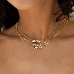 Custom Name Necklaces with Cuban Chain Personalised Gold Color Stainless Steel Name Necklace For Women Birthday Jewelry Gift