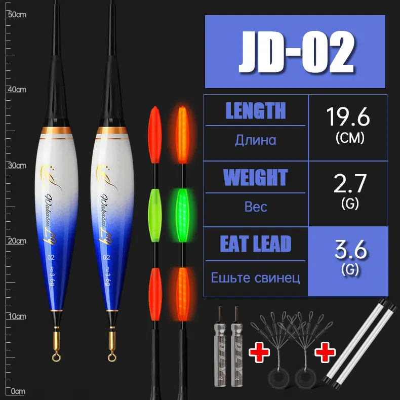 2026 Neu 2-teiliger LED-Nachtfisch-Schwimmer für Felsfischen, kurzer 3-Eck-Schwanz, 5,2 mm, auffällig, hochsensibel, Angelzubehör für den Außenbereich – Detail 8