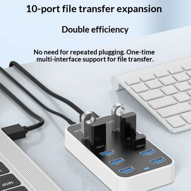 Fmouse Usb 3.0 Hub 4 Port Multi Function Expander With Extended Cable For Laptop Desktop Pc Computer External Device Connection