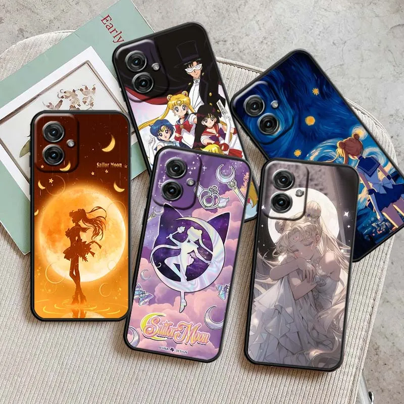 

Anime S-Sailors M-Moons Art Phone Case For Motorola G85 Edge 50 G24 G35 G14 G04 40 G72 G34 G31 G Stylus G54 G13 G32 5G Black