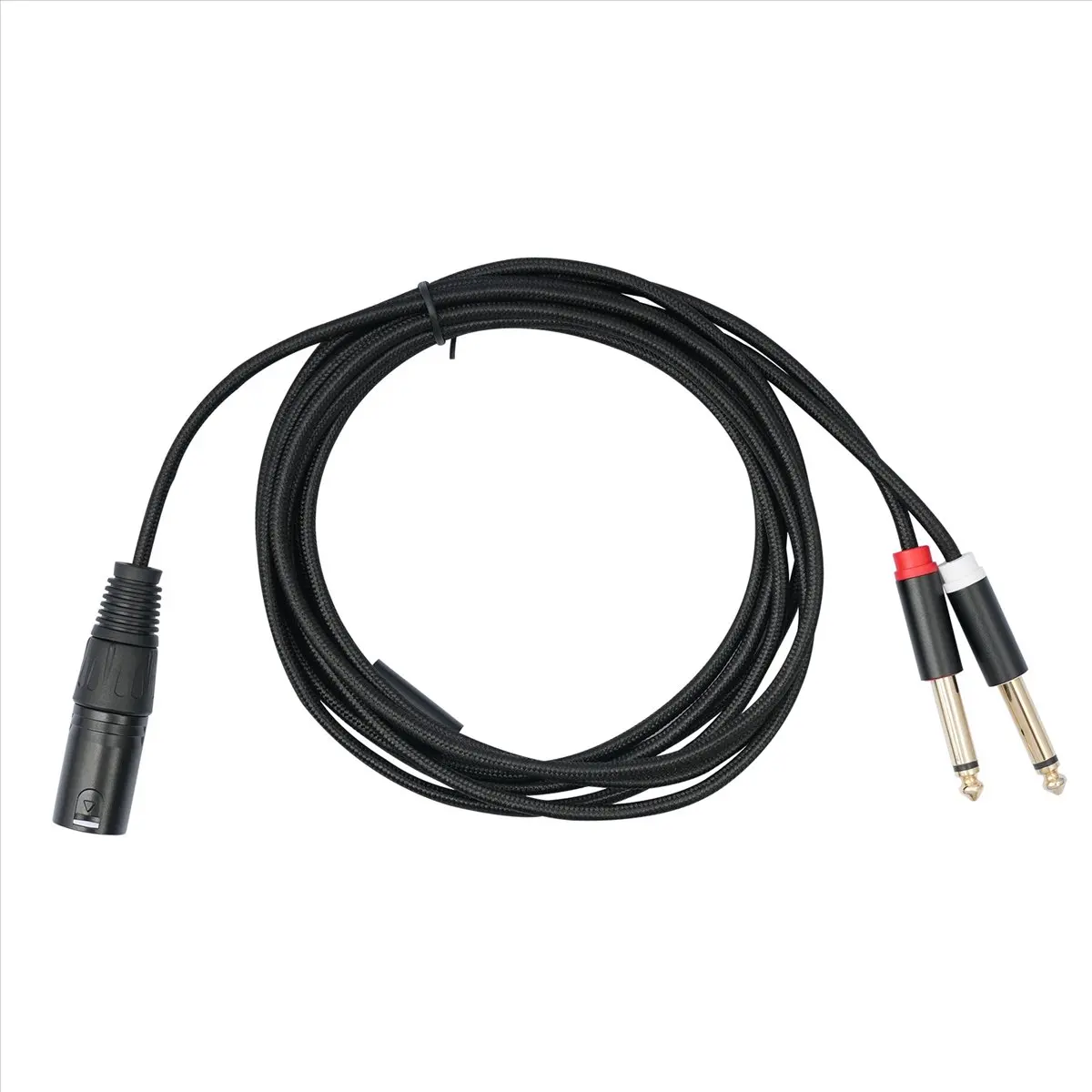 A72Z XLR Male to Dual 6.35mm Plug Audio Microphone Cable Microphone Cable Adapter Y-Splitter 1m