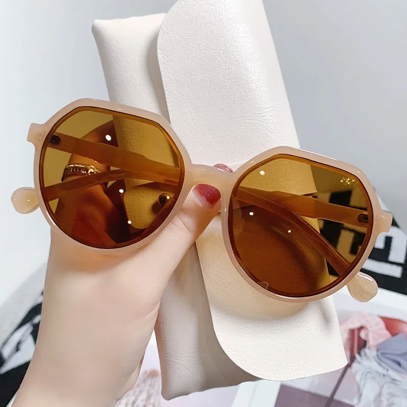 Vintage Style All-match Trend Sunglasses Personalized Round Frames Sunglasses Ins Trend Candy Color Big Frame Sunglasses Eyewear