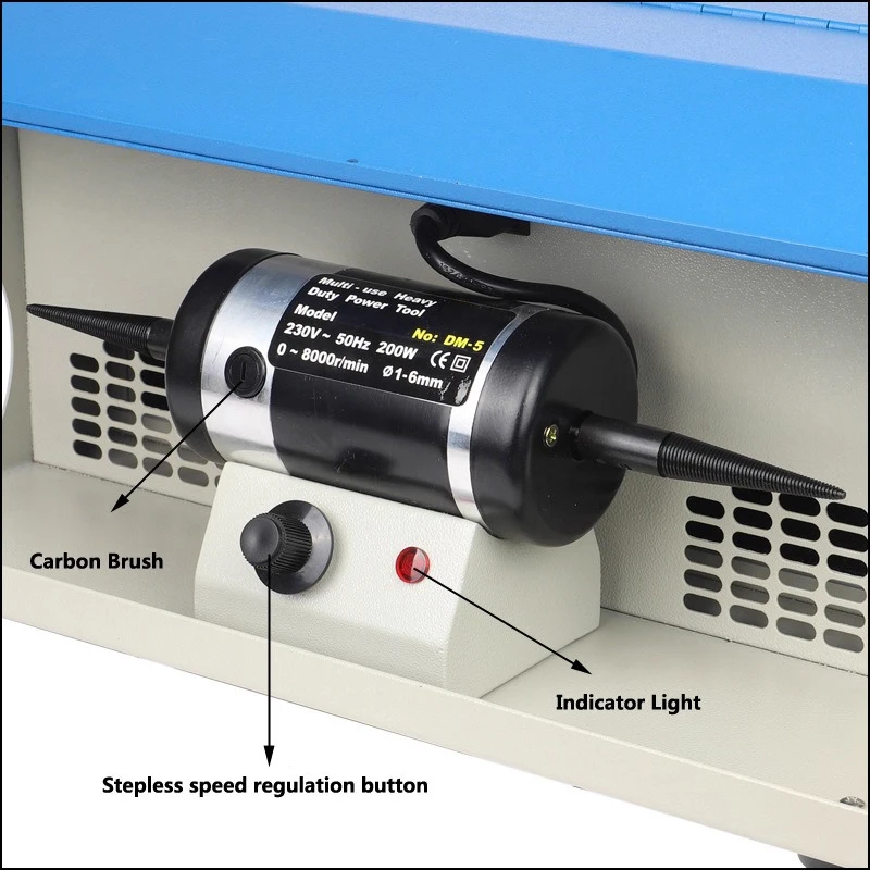 Compact Desktop Variable-Speed Polishing Machine Dual-Head Polishing Wheel Machine with Dust Collection for Gold, Silver