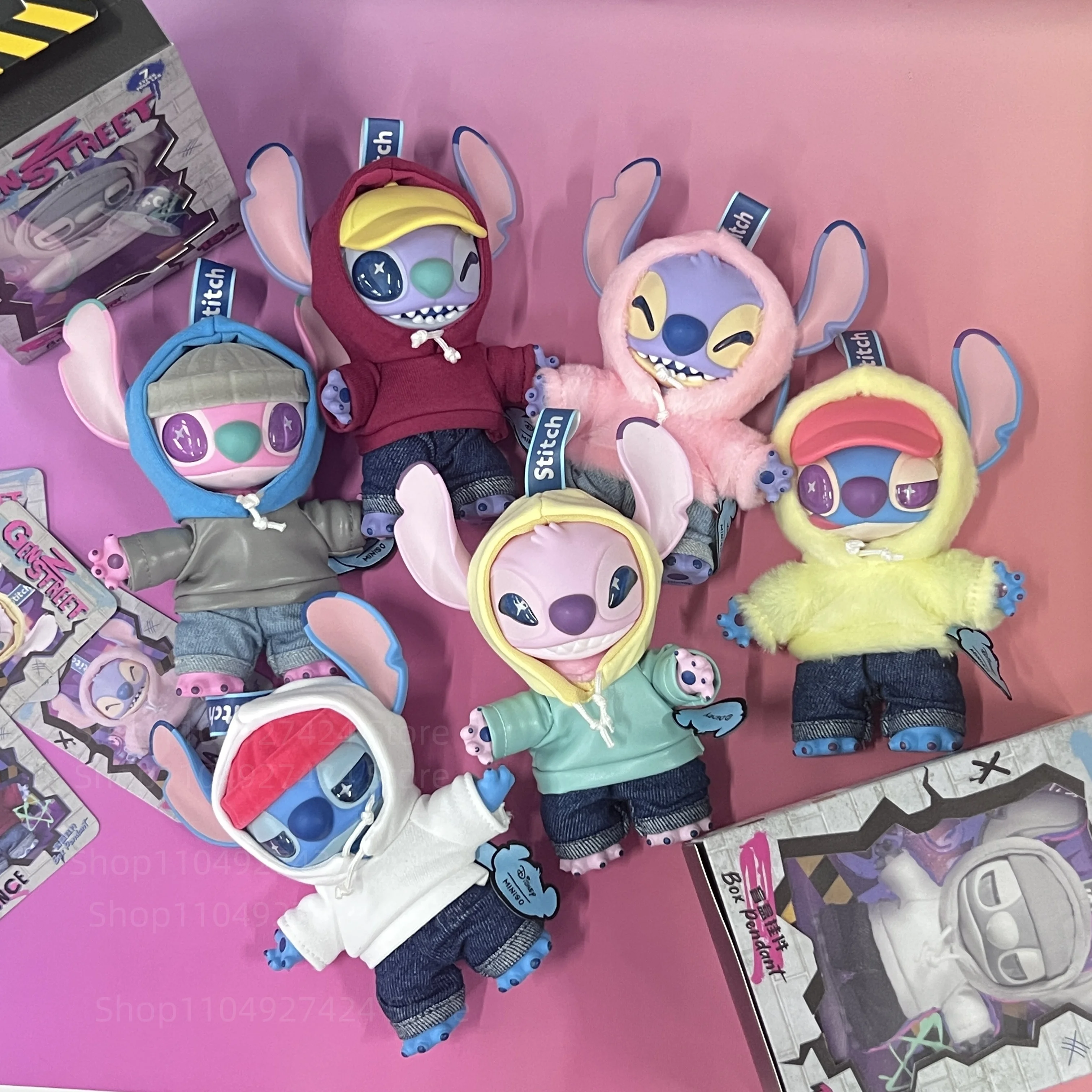 

Виниловая плюшевая слепая коробка Disney Stitch Miniso, игрушка Gen Z, уличная кукла, рюкзак, подвеска, брелок, аксессуар, декор, тайна, подарок-сюрприз