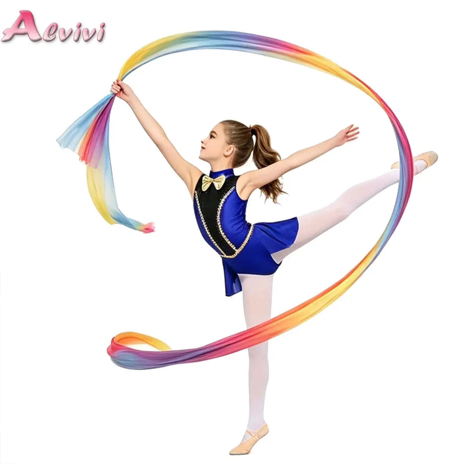 

Kids Girls Circus Ringmaster Costume Metallic Bowknot Sleeveless Leotard Shiny Rhinestones Gold Trim Color Block Bodysuit Dress