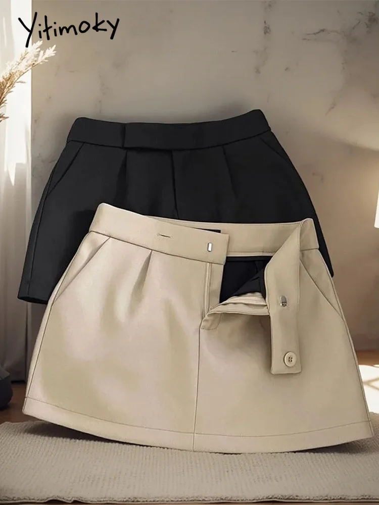 

Vintage Skirts Women Fashion Streetwear Casual Skirts Solid Pockets Wrap The Buttocks Sweet Mini 2025 New Spring Summer Skirts