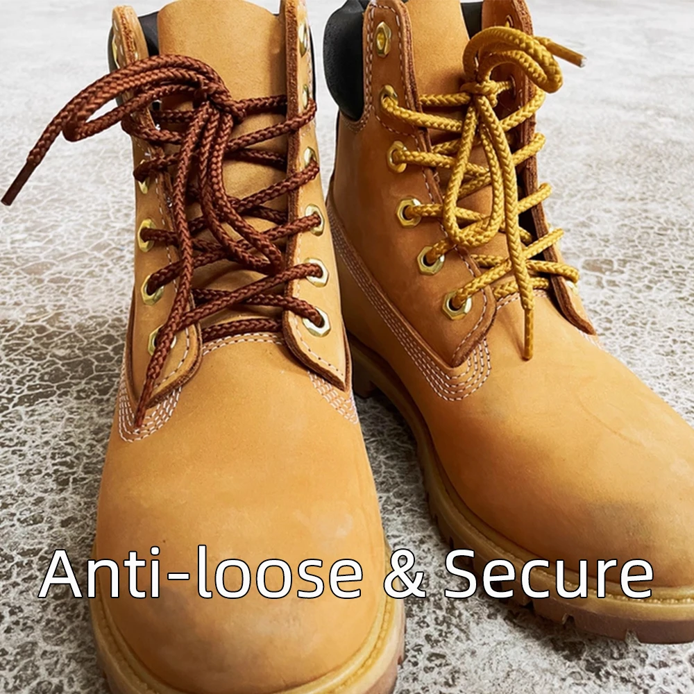 6Pairs Premium Round Braided Shoelaces Anti-loose Hiking Boot Laces Heavy Duty Replacement Shoe Strings for Martin Boots Work
