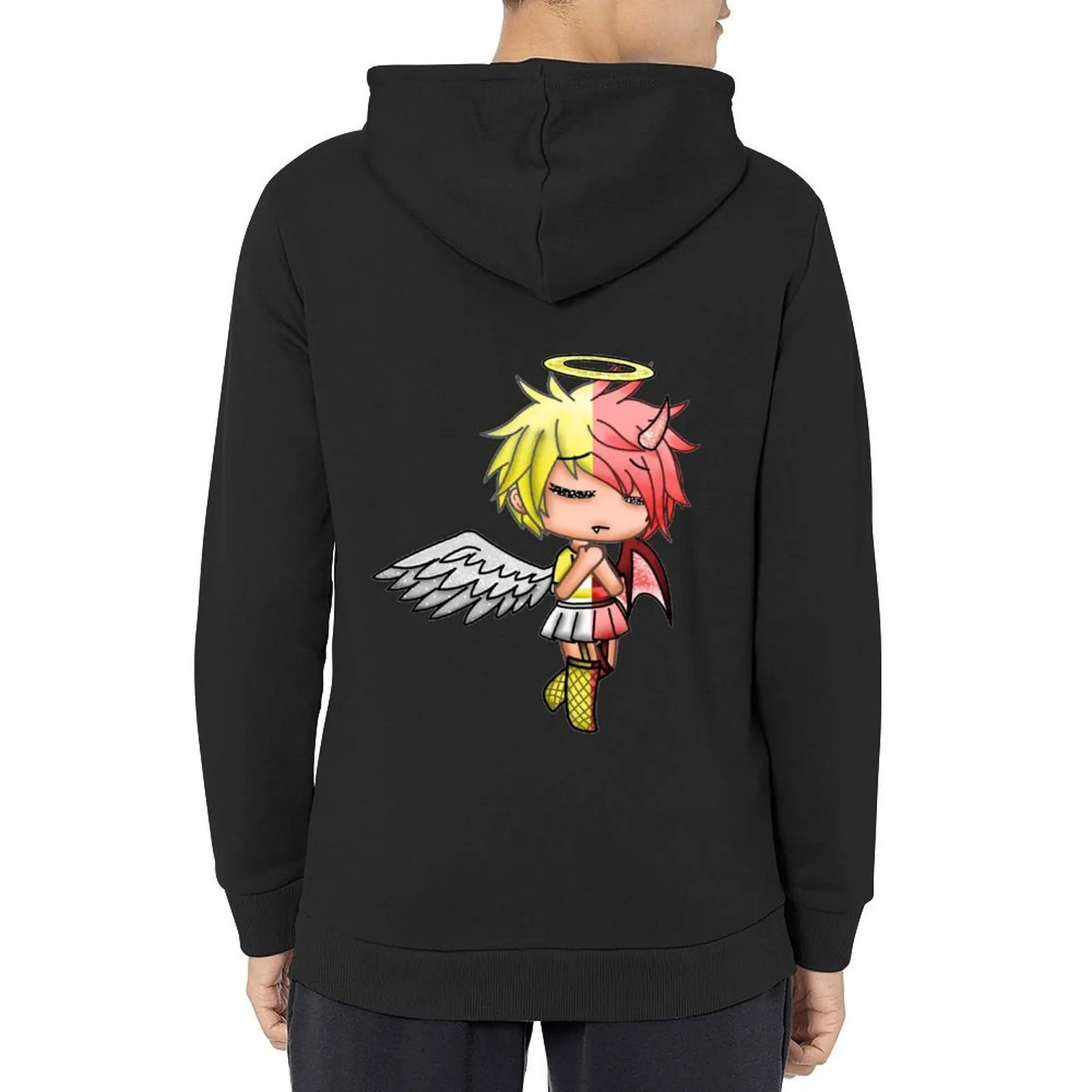 

Gacha Life Half Demon, Half Angle Hoodie anime clothing men's coat mens clothing men's clothing man hoodie