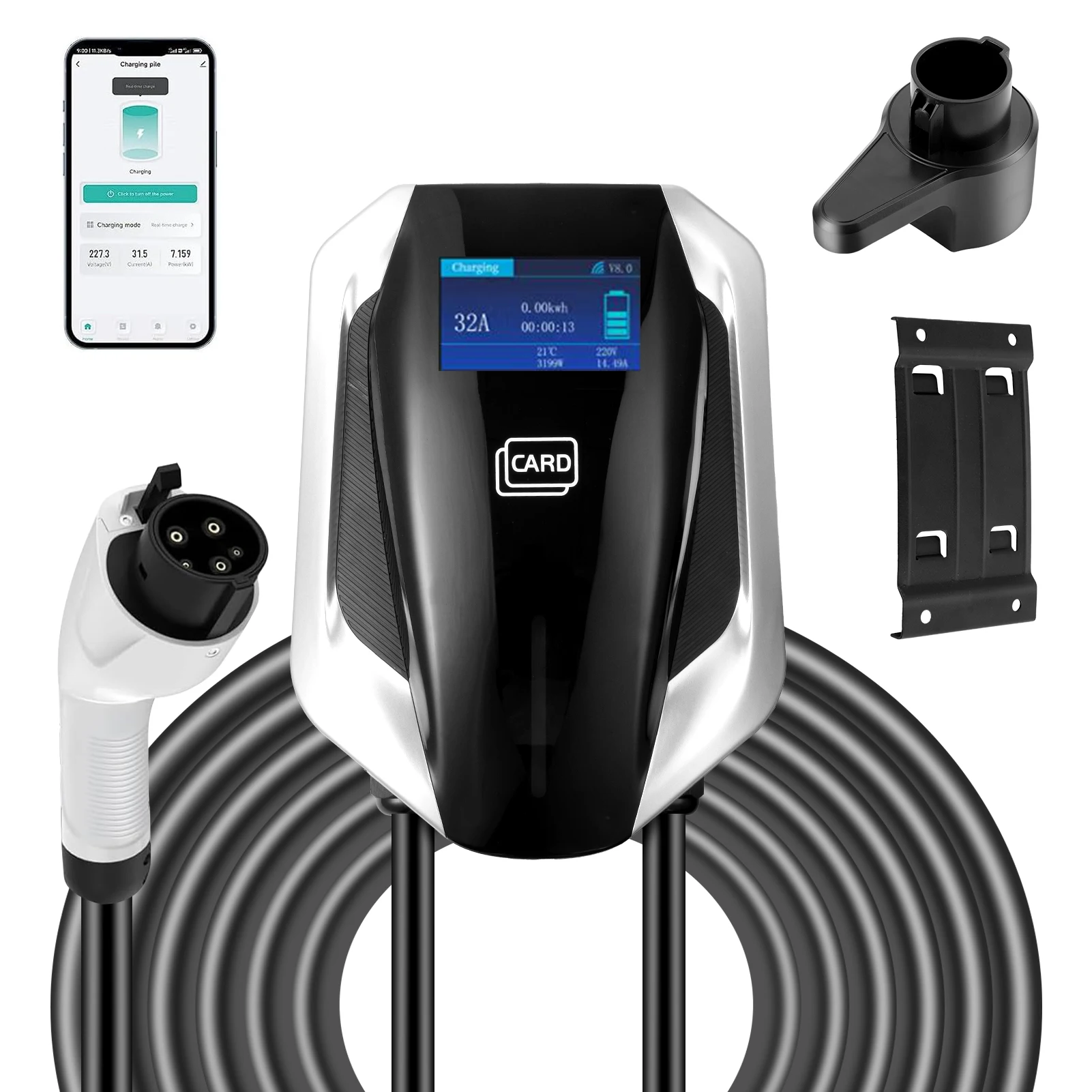 

Зарядная станция для электромобилей, 48 А, быстрое зарядное устройство для электромобилей, настенное крепление, точка зарядки с монтажными винтами, водонепроницаемый настенный разъем IP67