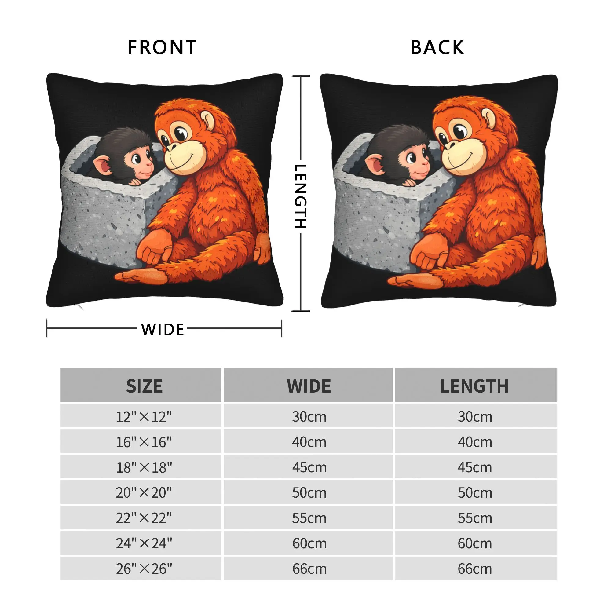 Baby Monkey Punch Pillow Case  Graphic Pillow Cover Vintage Pillowcases For Living Room Chair