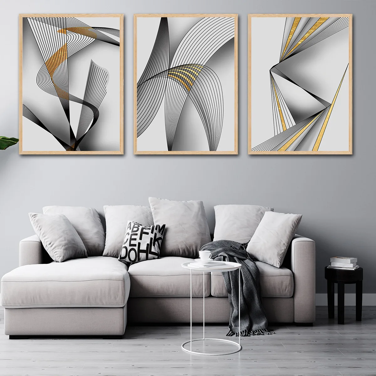 

New triptych abstract geometric line pattern living room home decoration canvas painting
