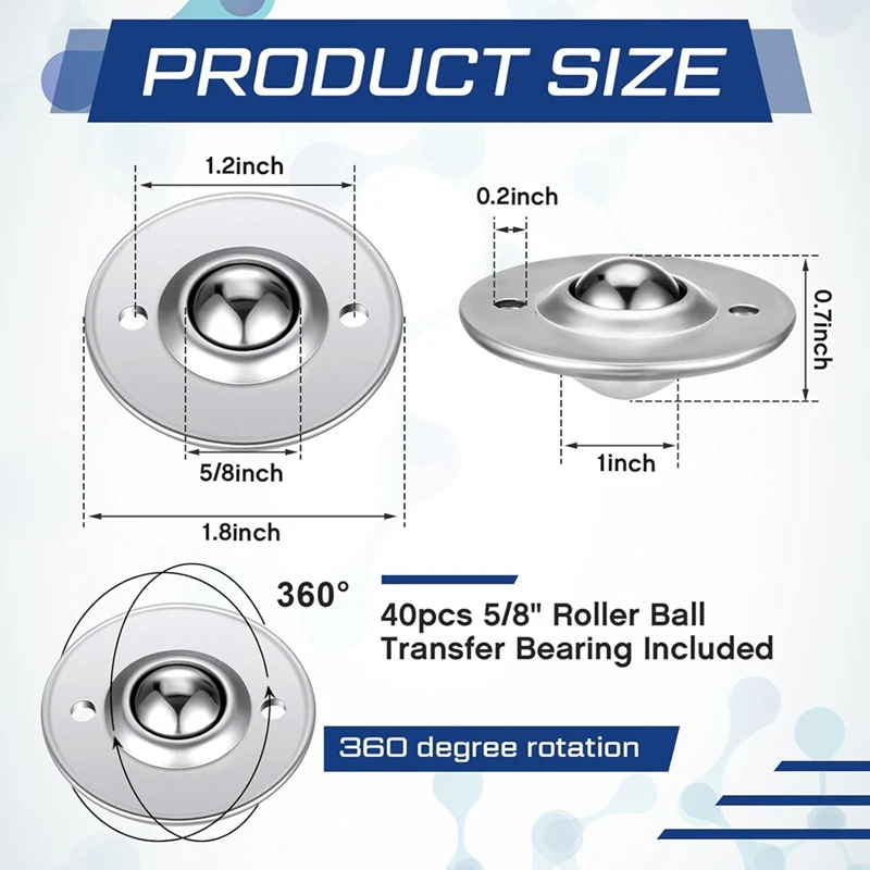 5/8In Roller Ball Transfer Bearing Ball Transfer Bearing Casters Carbon Ball Bearing Rollers 360 Rotation For Conveyor