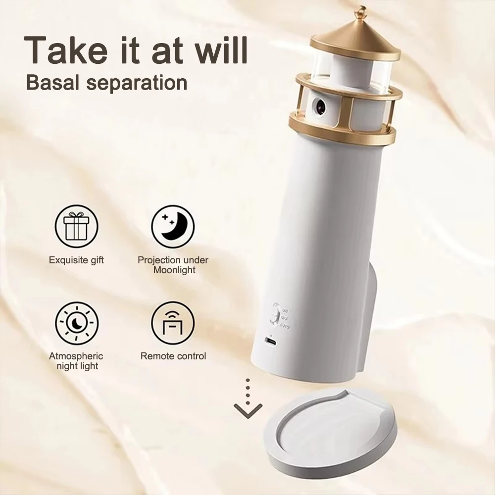 Lighthouse Night Light Moon Projection Light Motion Sensor Ambient Lights Bluetooth Music Playback Desktop Decor Night Lights