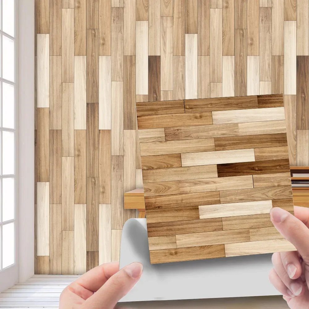 Imitation wood grain texture tiles pasted antique self-adhesive tiles pasted retro wall stickers can be removed