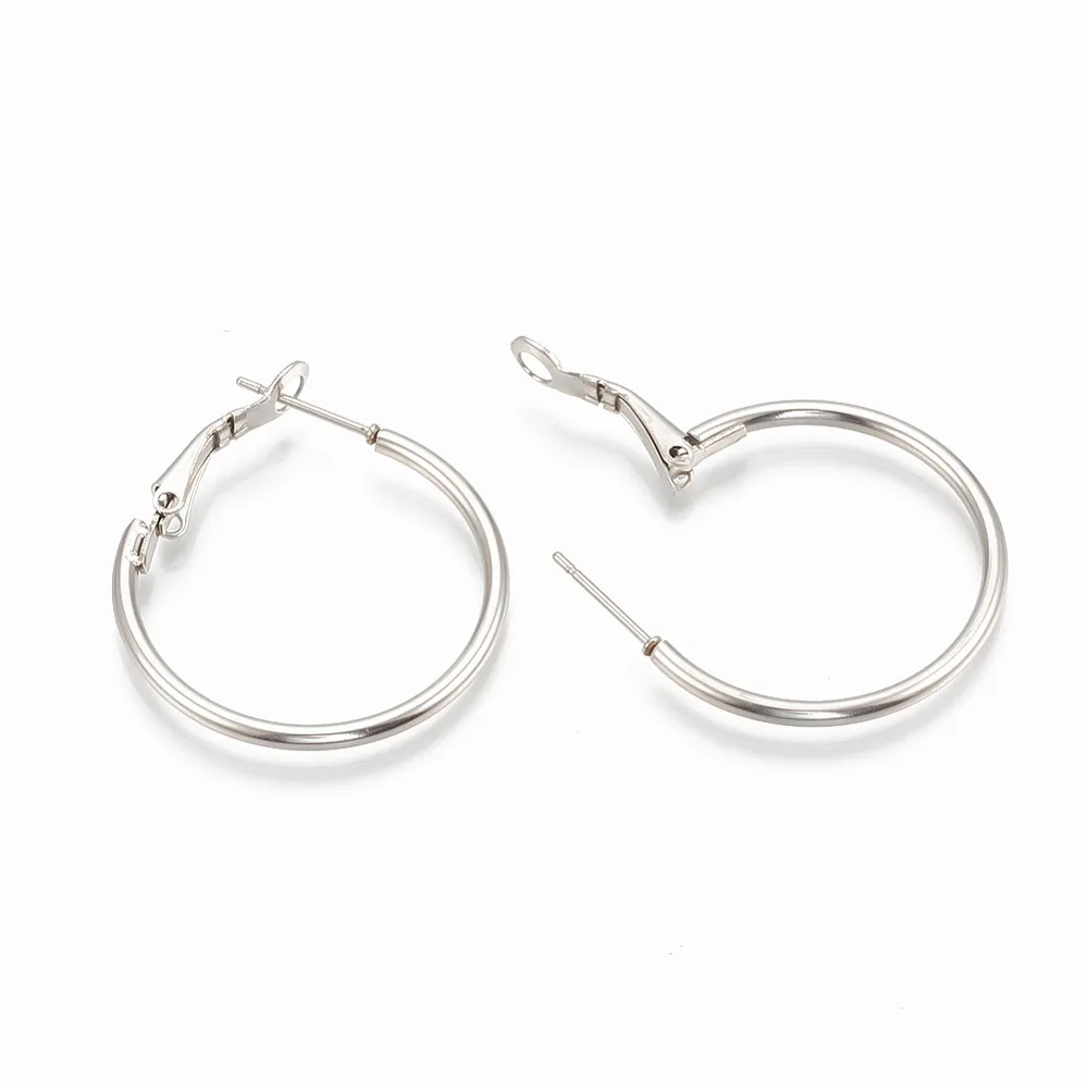 

20pairs Tarnish Resistant 304 Stainless Steel Hoop Earrings 12 Gauge 30x2mm Pin: 0.8mm
