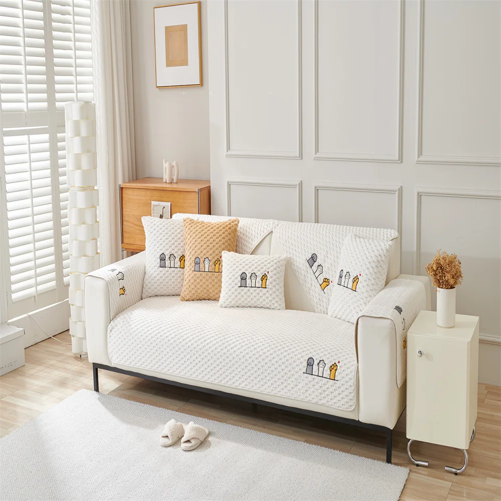 Plush Sofa Cushion Non-slip Thickened Sofa Towel Simple Modern Sofa Cover