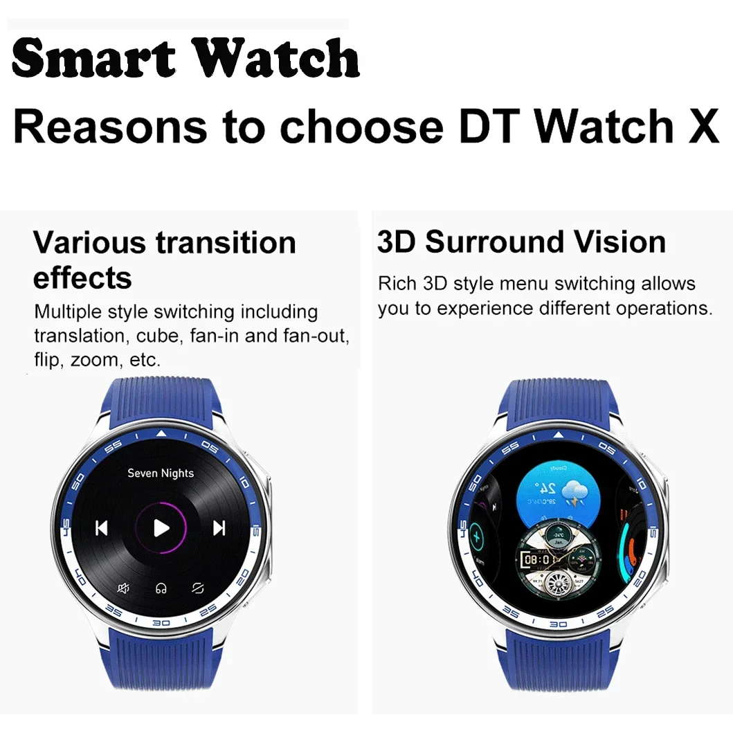 Смарт-часы DT Watch X, водонепроницаемые, 4 Гб, Amoled экран