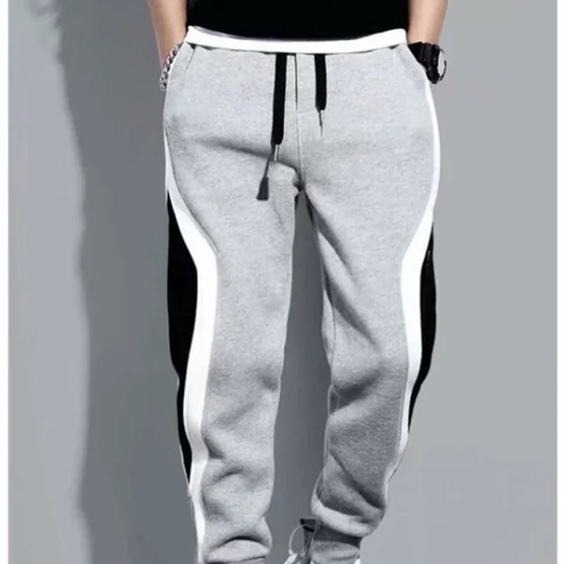 2024 Summer New Pencil Trousers Patchwork Elastic Drawstring Contrast Color Pockets Fashion Loose Casual Sweatpants Pants