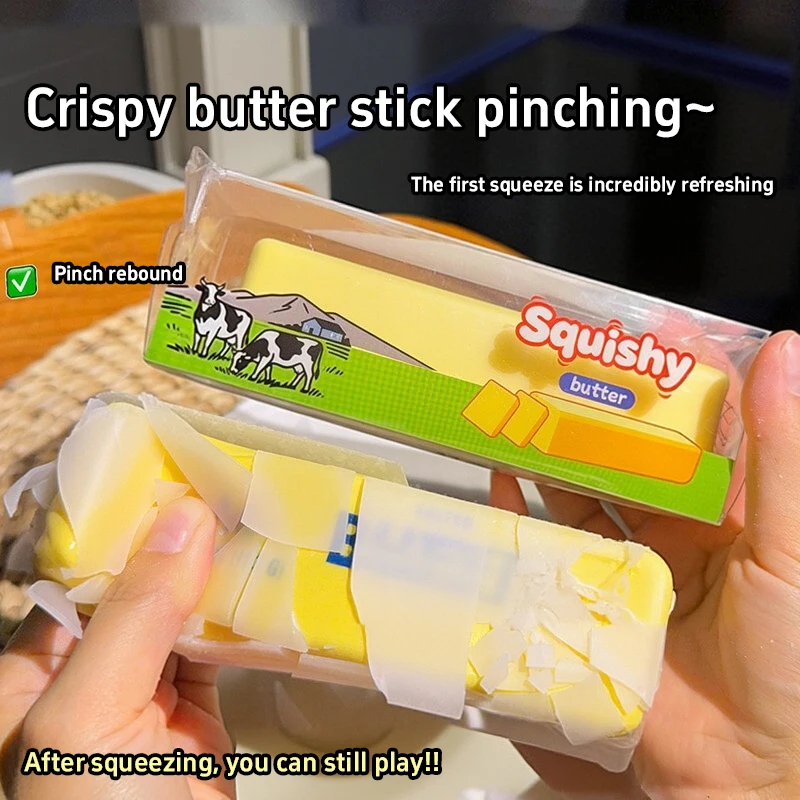W1-Crunchy Butter Bar Stick Squishy Squeeze Super Soft Slow Rebound Butter Stress Relief Wax Butter Squishy For Adults Sensory