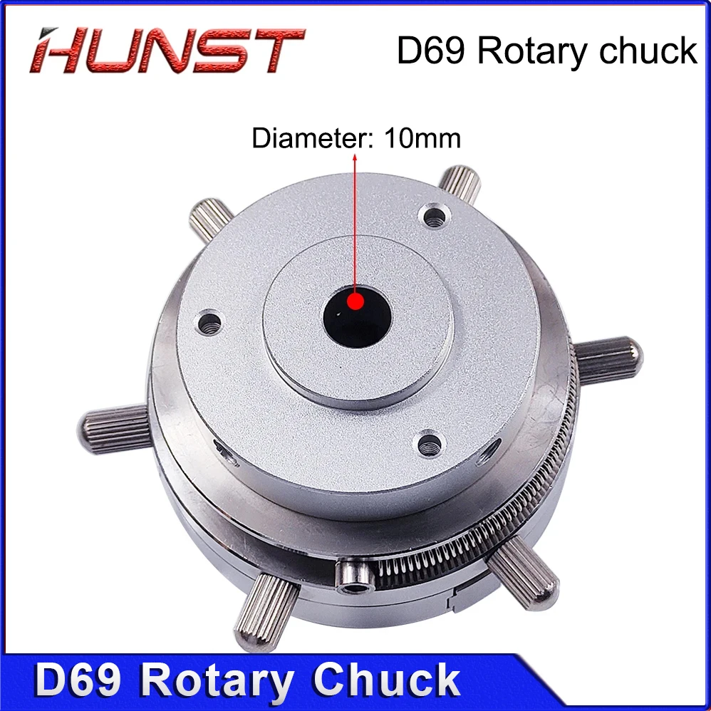 Hunst D69 Auto Lock Rotary Attachment CNC Router Laser Marking Machine Rotary Axis Chuck for Ring Bracelet Jewelry Engraving.