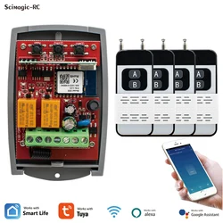 Tuya Smart Switch Universal Garage Receiver 433MHz Remote Control 2CH Relay Gate Opener Wifi Controller & 433.92 Transmitter