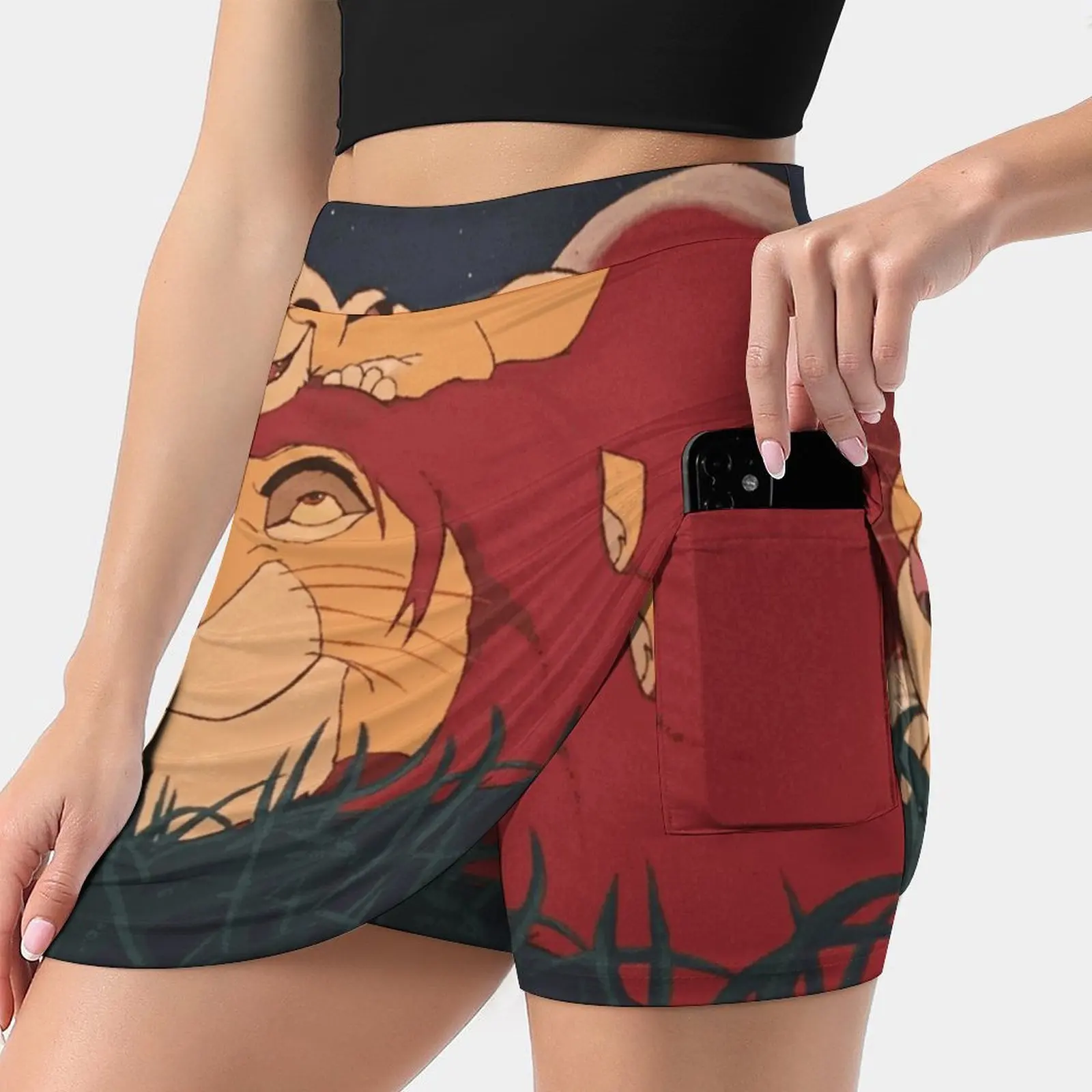 

The Lion King : Mufasa And Simba Women's skirt Y2K Summer Clothes 2022 Kpop Style Trouser Skirt With Pocket Lion King Mufasa