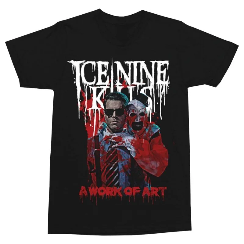 

Футболка с круглым вырезом и льдом Nine Kills X Terrifier Art The Clown Drip Creative - Вдохновленная графикой с изображением металла для фанатов