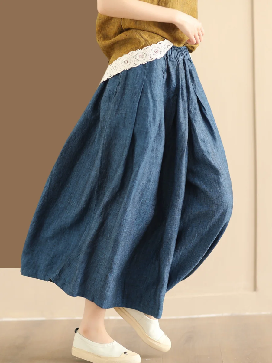 

Брюки-юбка YuanYuanMei из цветной тканой ткани с эффектом дождевых капель, широкие, на резинке, свободные, стройнящие, для повседневной носки, длиной 7/8