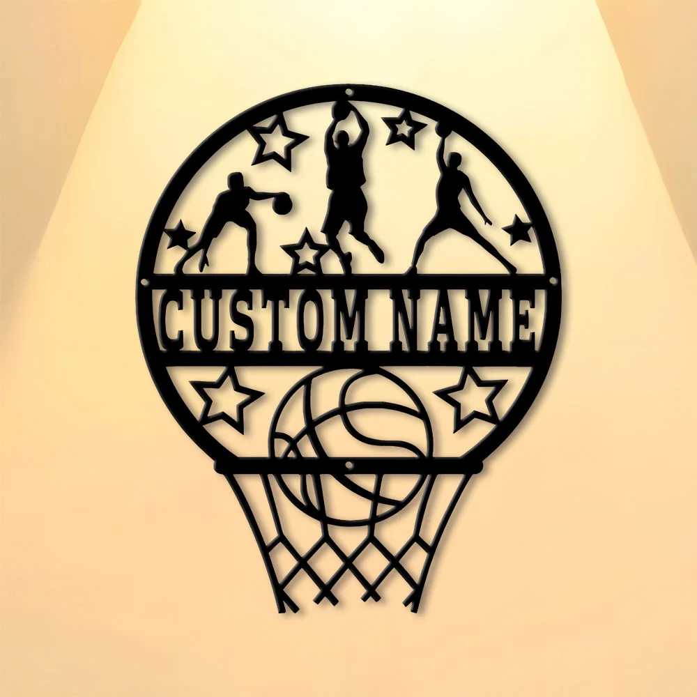 Customizable Iron Basketball Decorative Plaque, Personalized Wall Art Decor, Suitable for Sports Enthusiasts, Holiday Ornaments, view 4