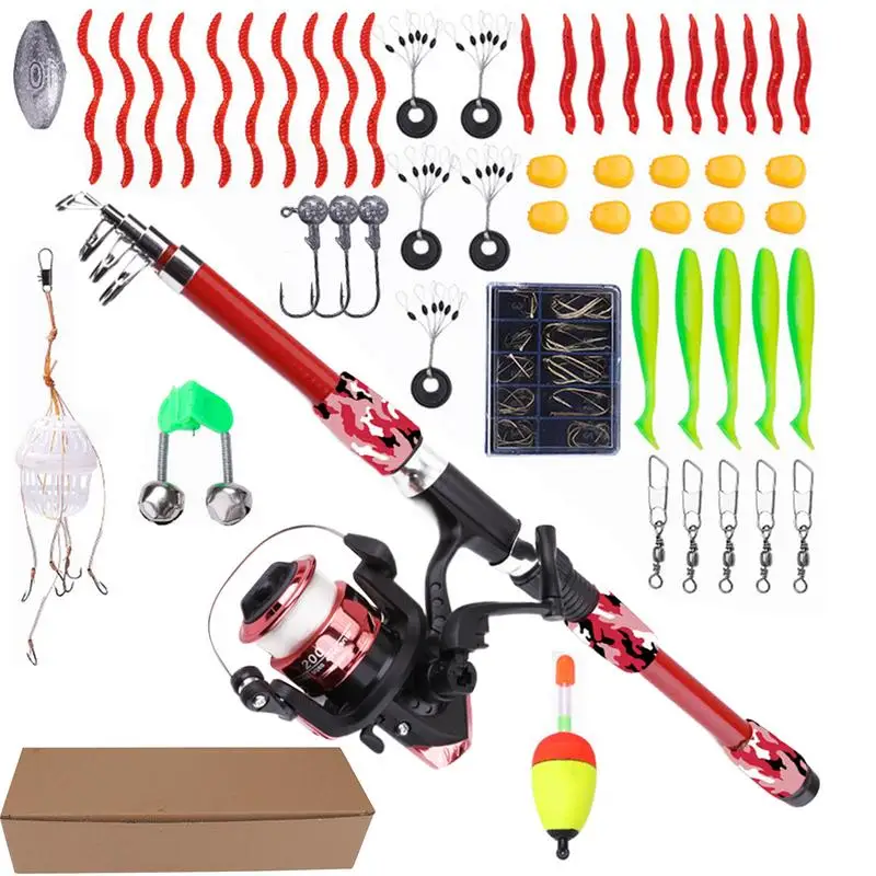 

Kids Fishing Rod Toddler Fishing Gear Set Of 55 Telescopic Lightweight Pole Gear Combo For Freshwater Bass Trout Crappie