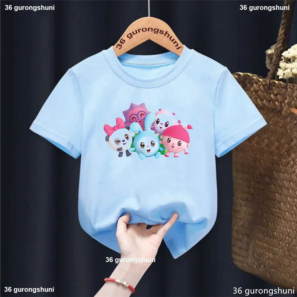 T-shirt engraçada kawaii bebé, Tops de desenho animado babyriki, manga curta, roupa infantil, menino, meninas, verão, 1 a 13 anos