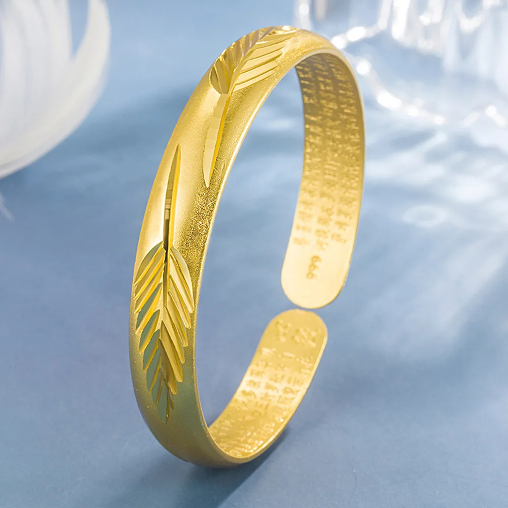 

High Jewelry Wholesale ​Free Divery Jewellery 925 Sterling Silver Gold Colour Leaf Bangles Bracelet For Women Luxury Quality