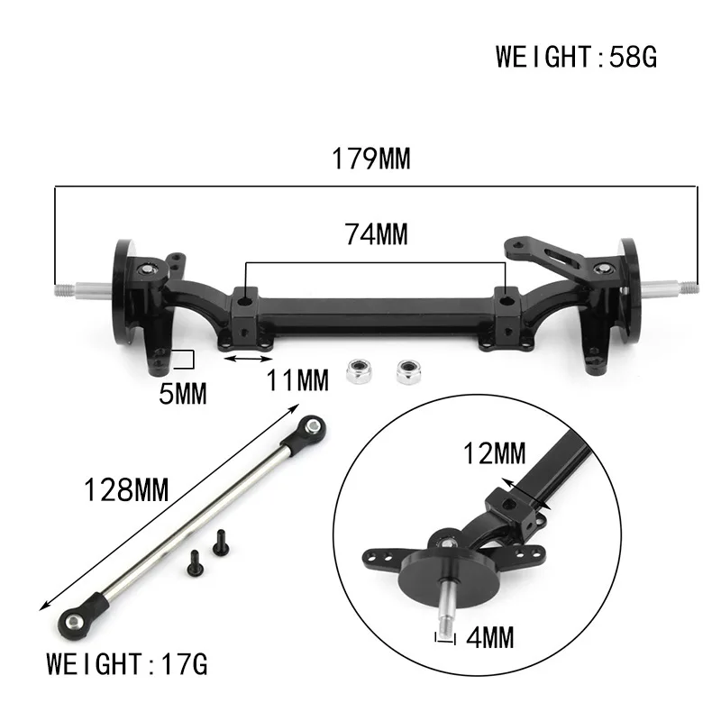 Metal Front Axle Steering Assembly Link Pole Linkage Rod No Power for Tamiya 1/14 RC Truck Tractor Car Upgrades Parts