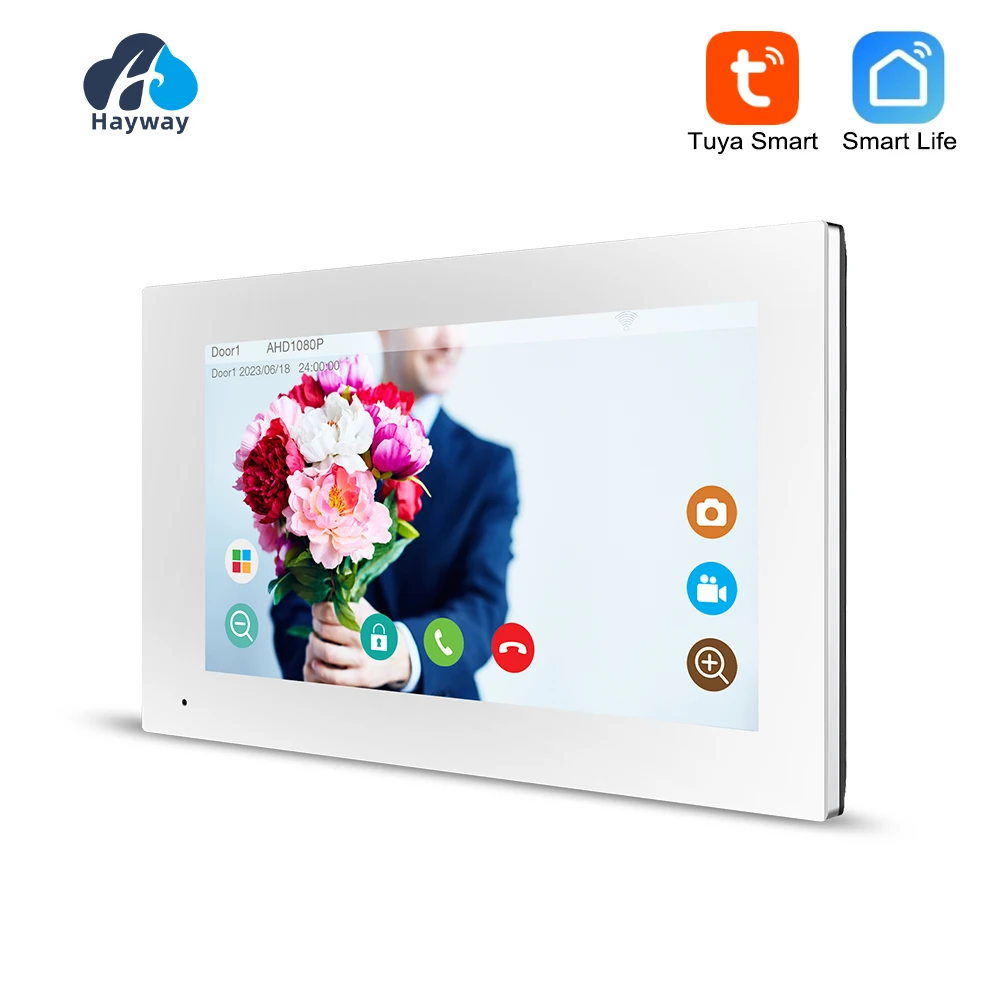 Tuya-Système d\'interphone vidéo intelligent à écran tactile IPS, entrée de porte WiFi, accès téléphonique avec caméra de sonnette 1080P 110 ° FHD, 7