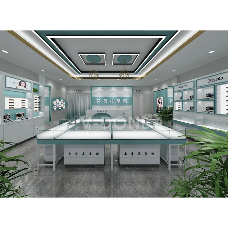 Customized-3D Design Banking Paint Wooden Optical Shop Interior Design Layout