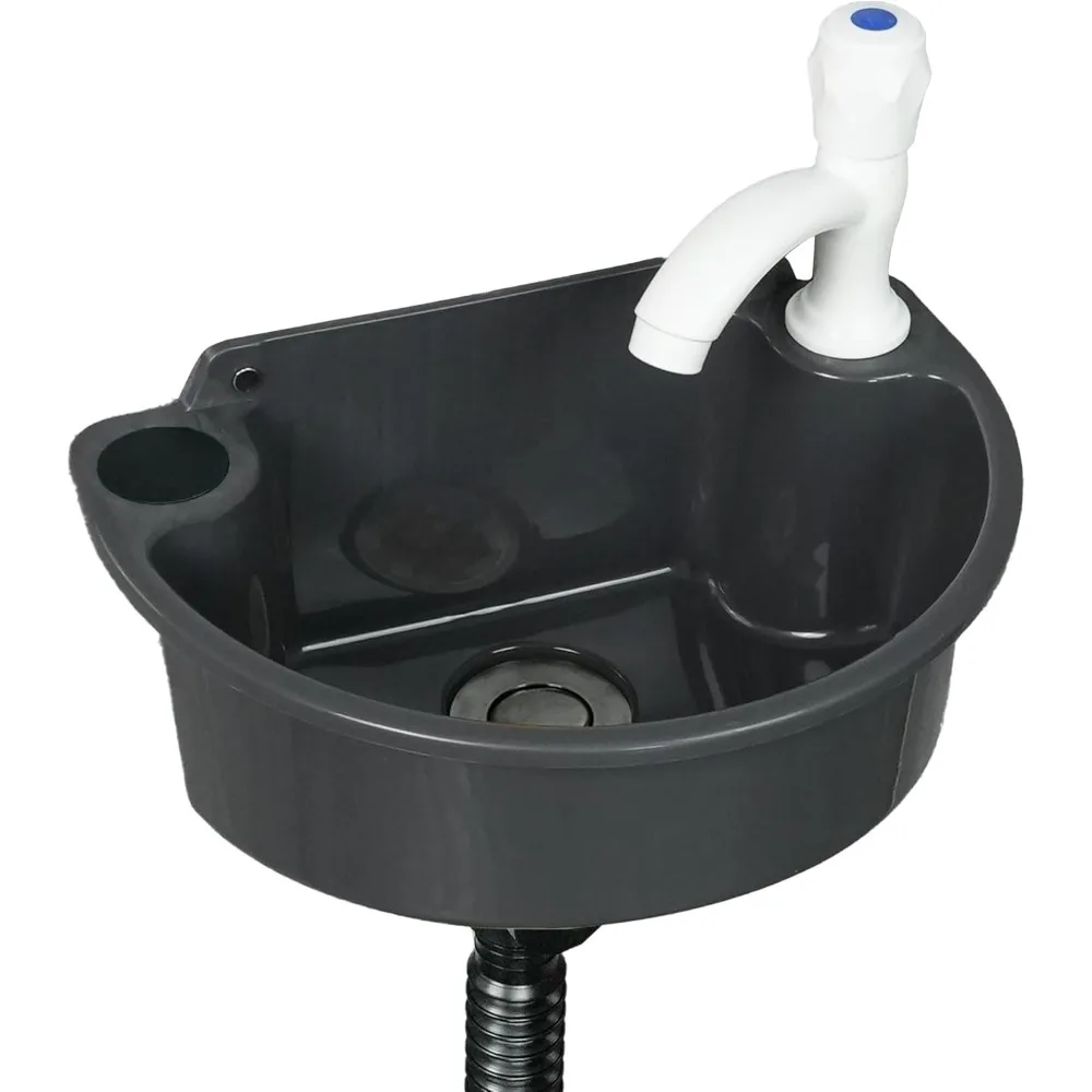 Wall Mount Adhesive Bathroom Sink No Drill Installation Mini Plastic Wash Basin with Faucet Hole for RV Home Dorm Garage