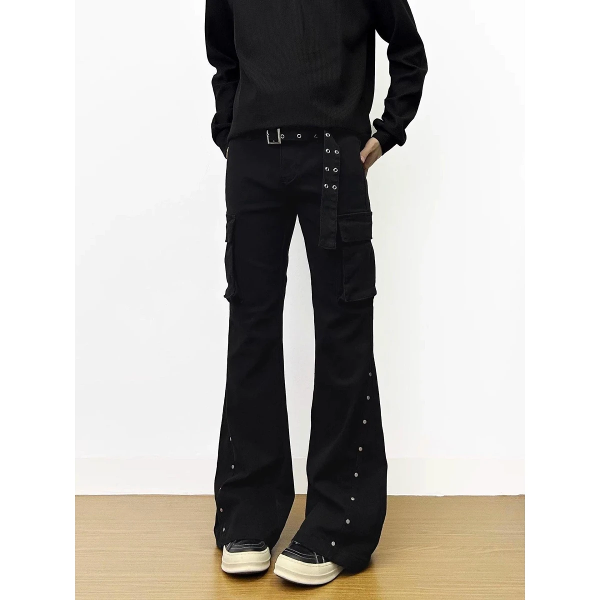 

American Style Black Casual Slim Fit Work Pants Unisex Cool Style Jeans Cotton Polyester Blend Four Seasons Wear Resistant