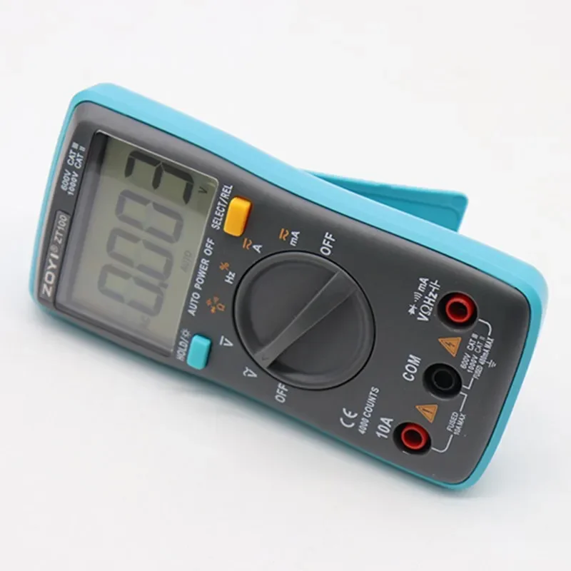 Zoyi-multímetro Digital com Luz Traseira Multímetro Voltímetro Diodo Zt100 Dmm Transistor Tester