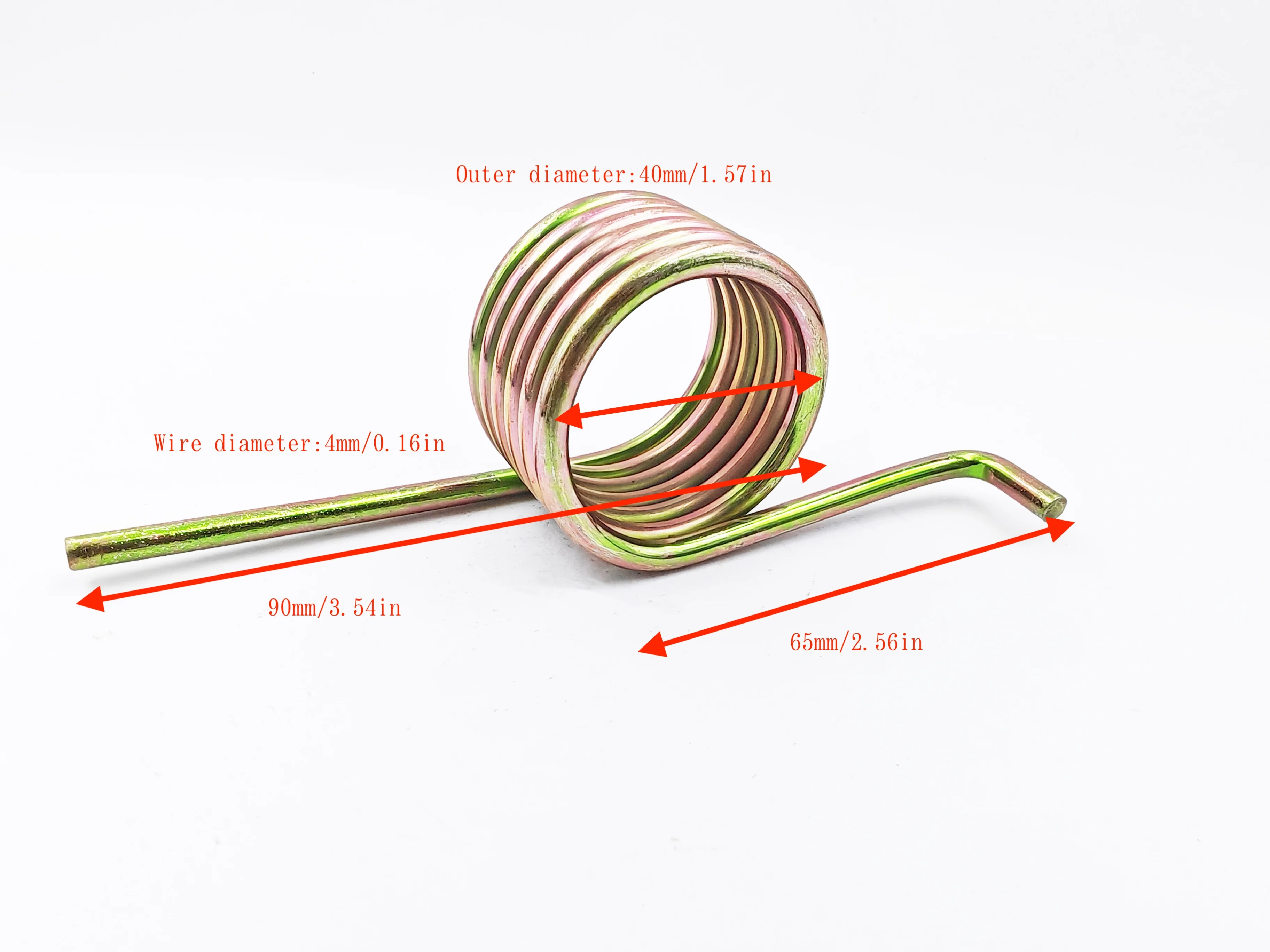 1PC Galvanized Torsion Spring 180 Degree for Garage Door, Heavy Duty Zinc Plated Coil Spring 4mm*40mm