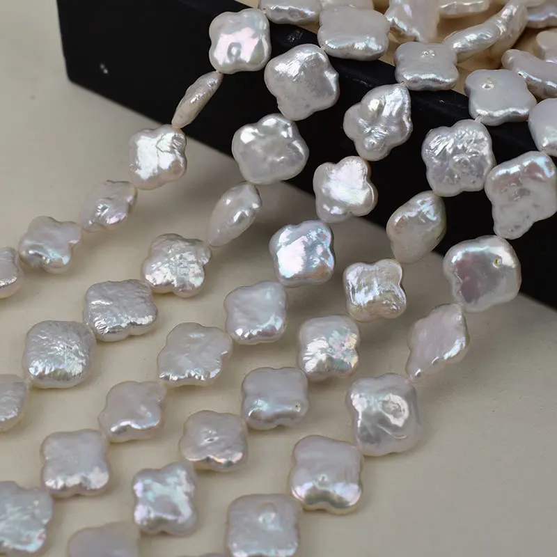 

Natural Freshwater Baroque Bead Four-leaf Clover Pearl Loose Spacer Beaded for Making DIY Jewelry Necklace Bracelet 11-12mm