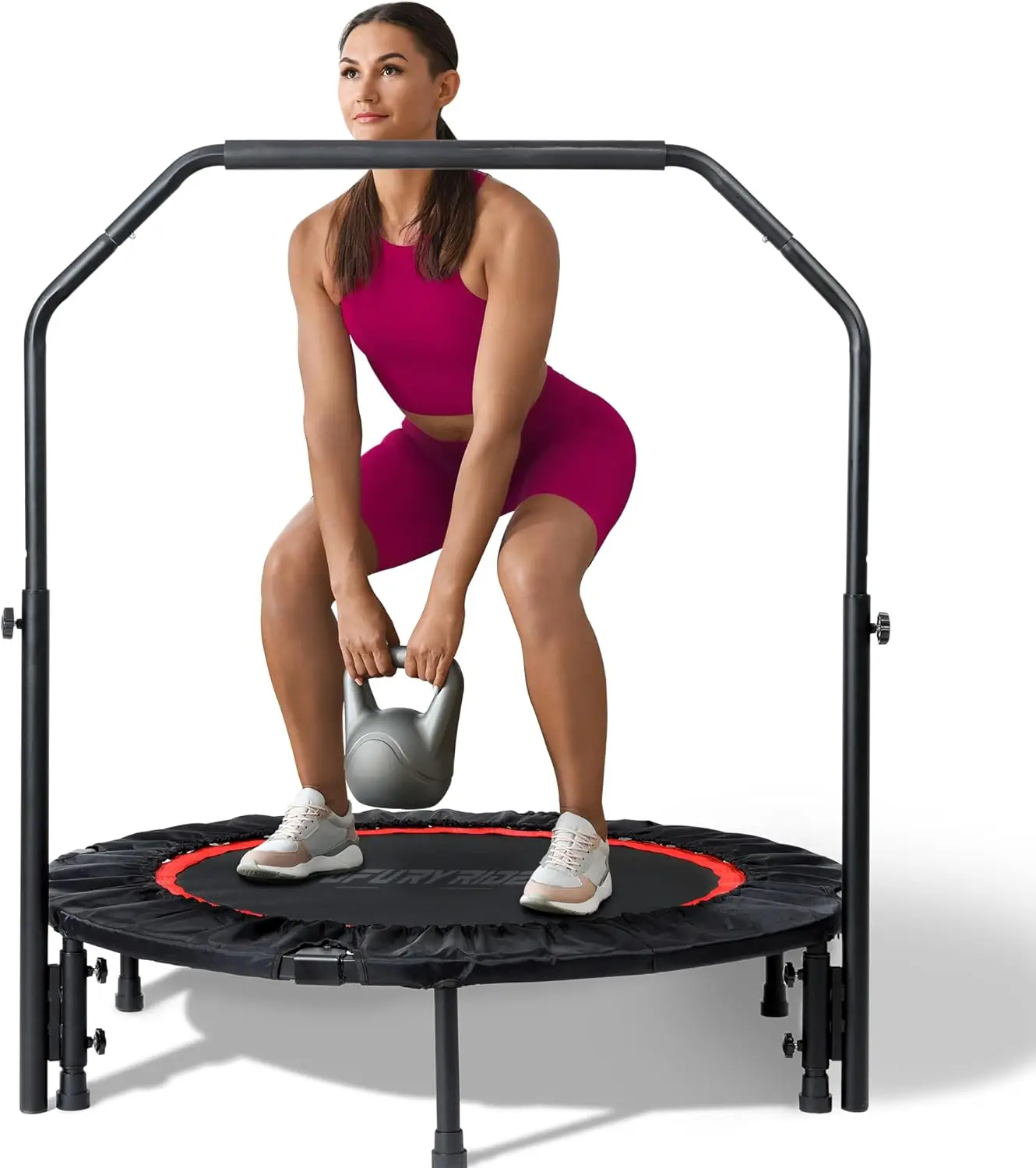 Faltbares Mini-Trampolin, belastbar um 330 Pfund, 40-Zoll-Rebounder-Trampolin für Erwachsene mit langlebigem Bungee-Band und verstellbarem Schaumstoffgriff