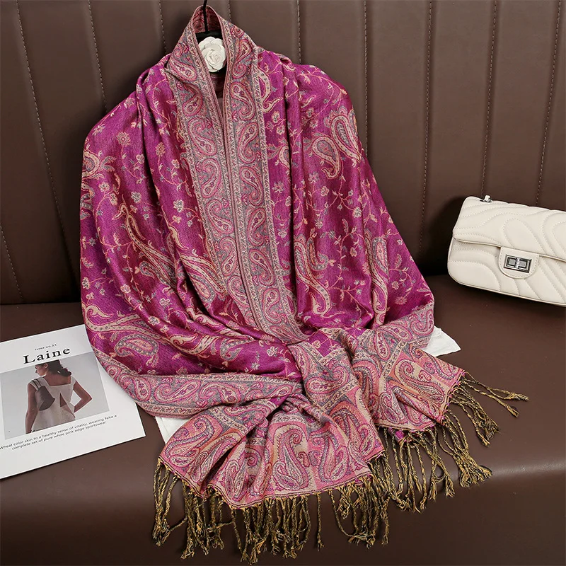 2024 Luxury Brand Winter Pashmina Shawl Lady Wrap Warm Autumn Scarves Design Print Female Foulard Cotton Stoles Scarf